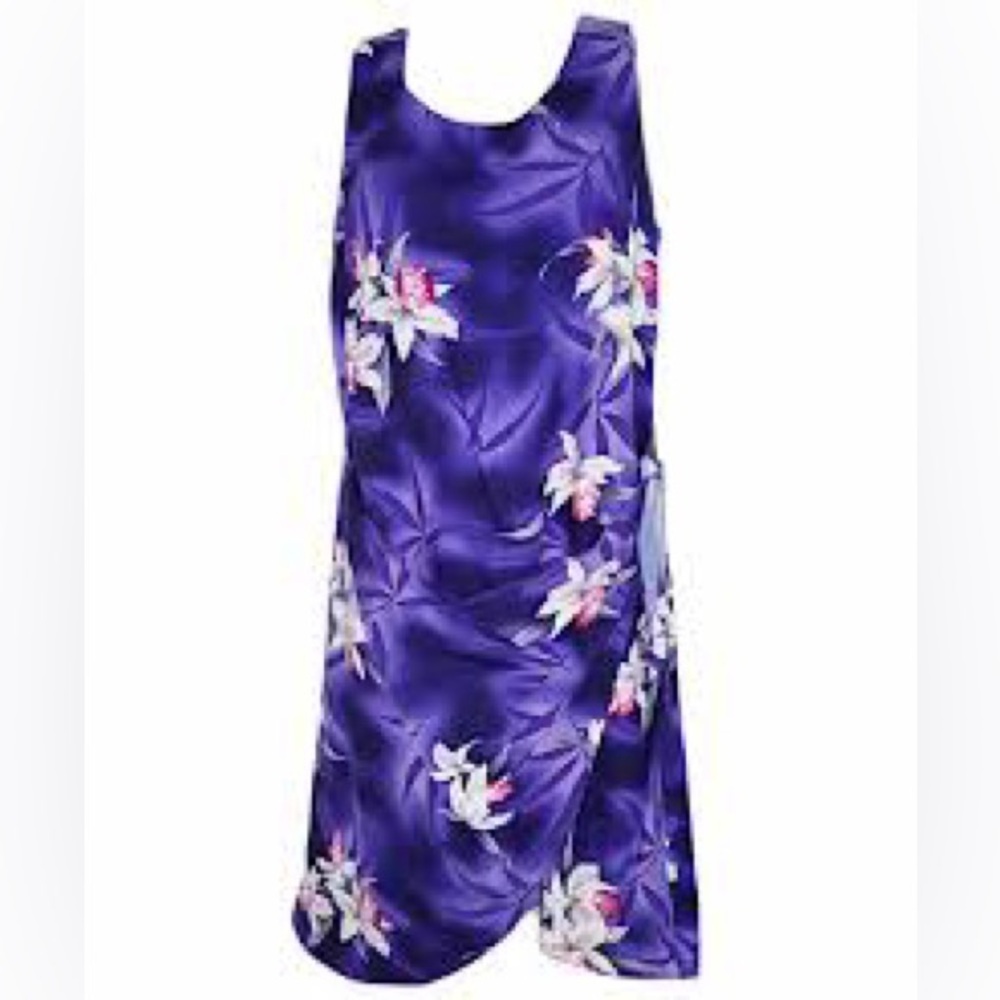 Two Palms Midnight Orchid Purple Hawaiian Sarong Wrap Tropical Dress XL